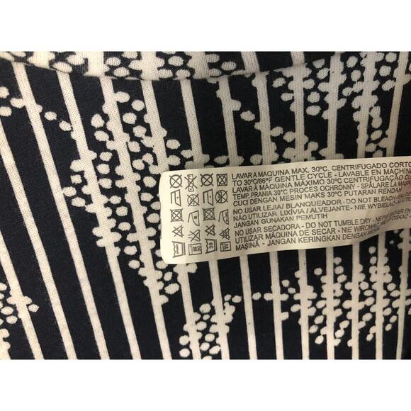 ZARA Trafaluc Dark Blue Striped Floral Peplum Hem Cotton Blouse Resort - Small - Picture 5 of 6